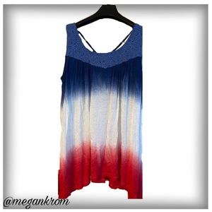 💥red, white, and blue ombré tank top